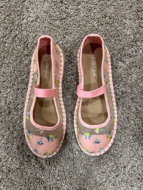 Cat & Jack Floral Mary Jane Flats (Girls Size 12)
